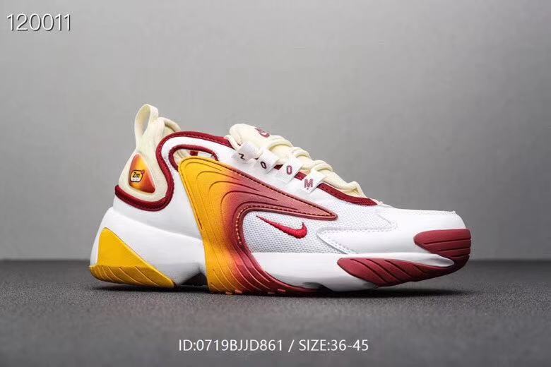 New Women Nike M2K Tekno White Wine Red Yellow Shoes - Click Image to Close